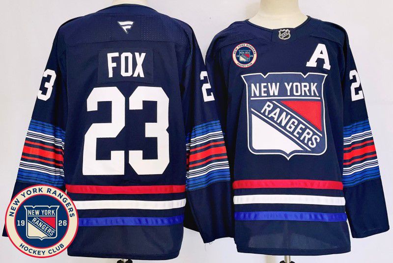 Men New York Rangers #23 Fox Blue Fanatics 2025 NHL Jersey style 3